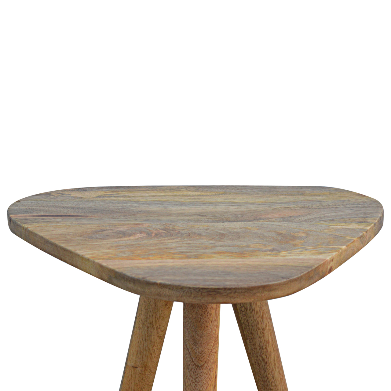 Solid Mango Wood Triangular Accent Tripod Stool - Image 4