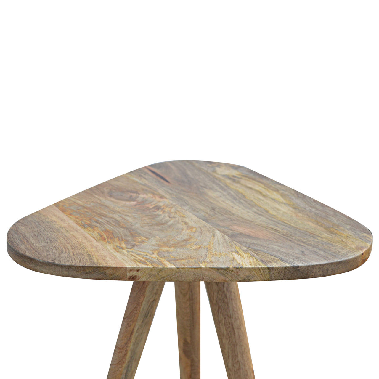 Solid Mango Wood Triangular Accent Tripod Stool - Image 3