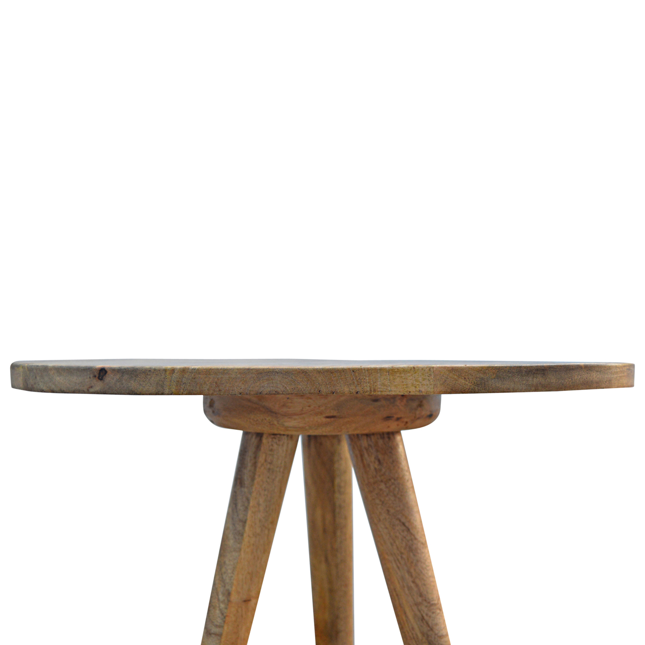 Solid Mango Wood Triangular Accent Tripod Stool - Image 5