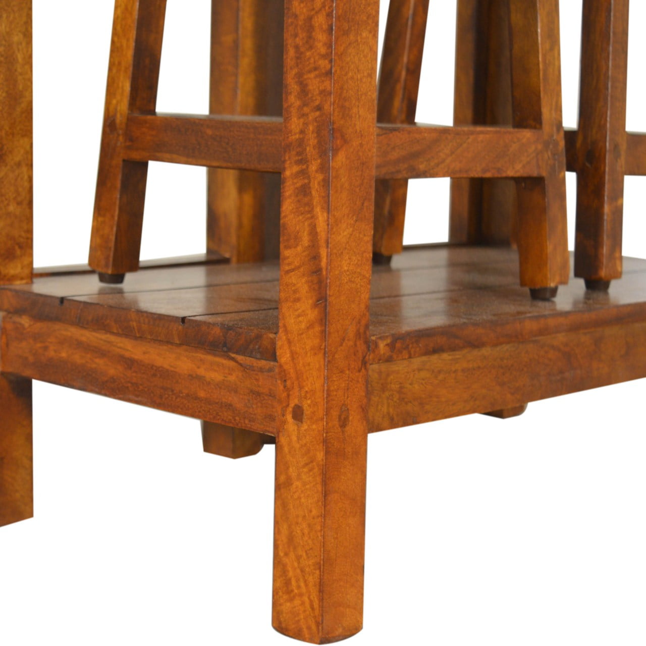 Solid Mango Wood Chestnut Finished Mango Wood Extending Breakfast Bench and 2 Stool Set - Image 6