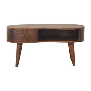 Solid Mango Wood Chestnut Wave Coffee Table
