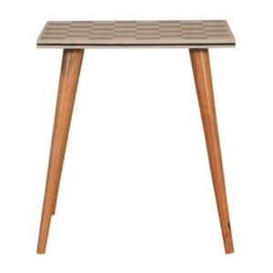 Solid Mango Wood Checkered End Table