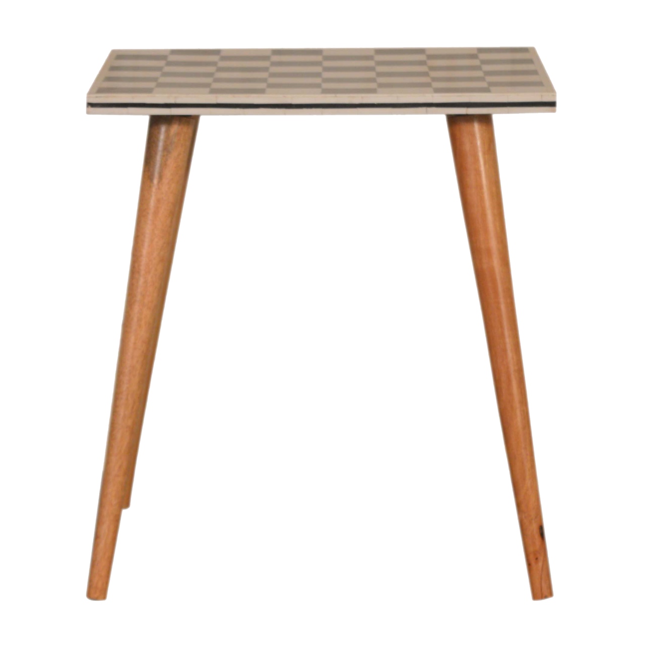 Solid Mango Wood Checkered End Table