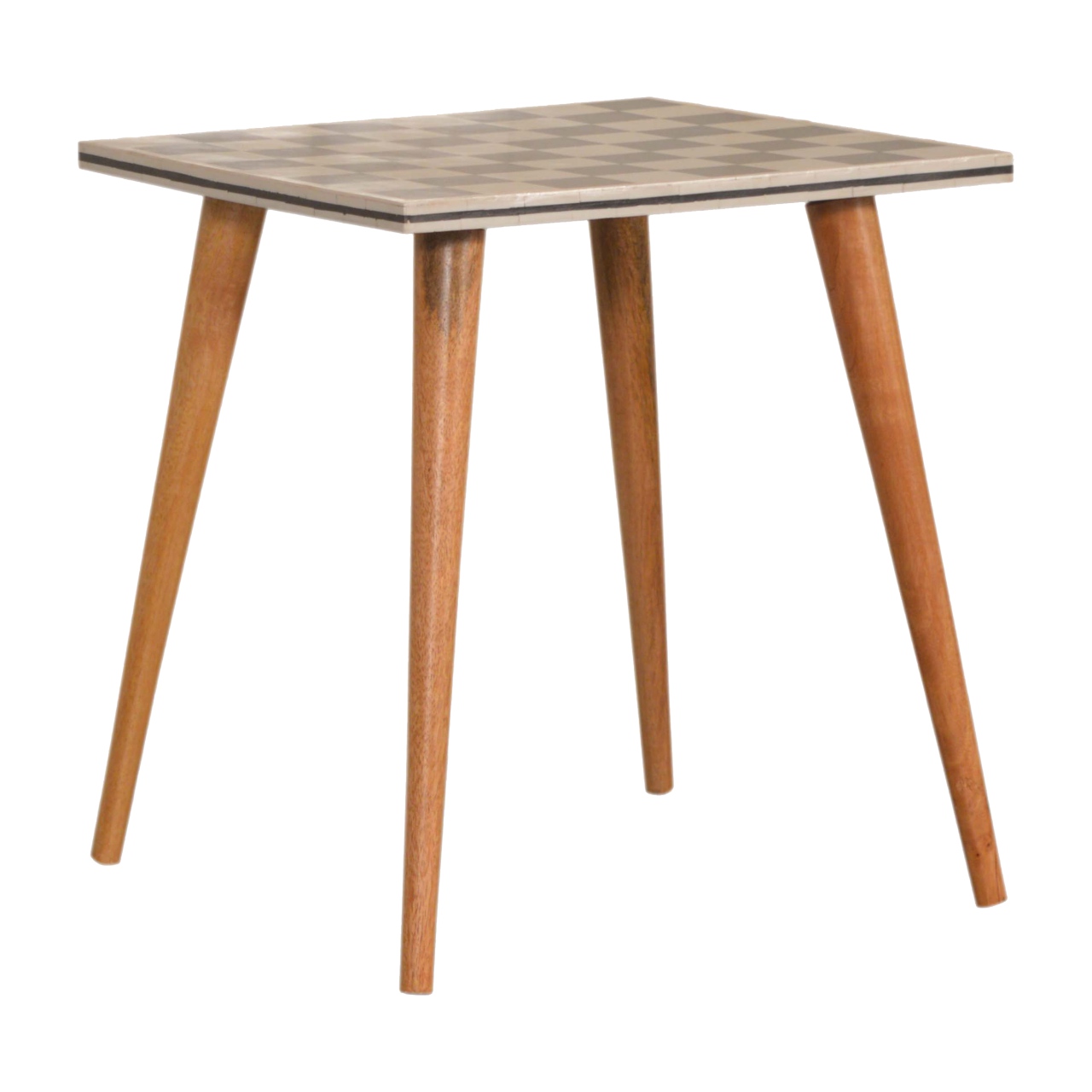 Solid Mango Wood Checkered End Table - Image 2
