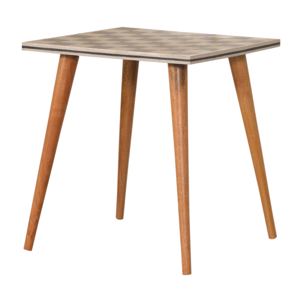 Solid Mango Wood Checkered End Table - Image 3
