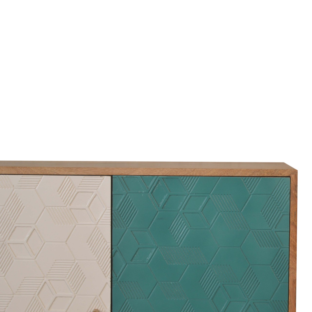 Solid Mango Wood Acadia Teal and White Cabinet - Image 4