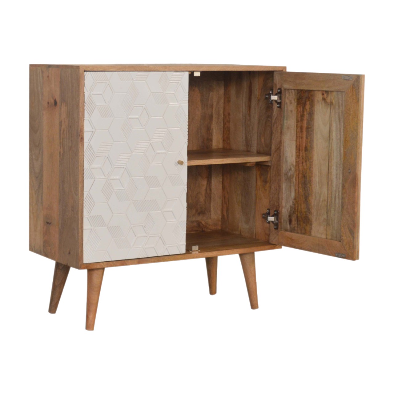 Solid Mango Wood Acadia Teal and White Cabinet - Image 6