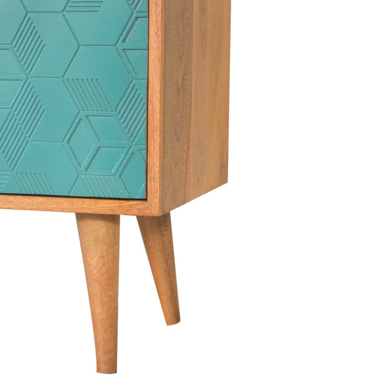 Solid Mango Wood Acadia Teal and White Cabinet - Image 7