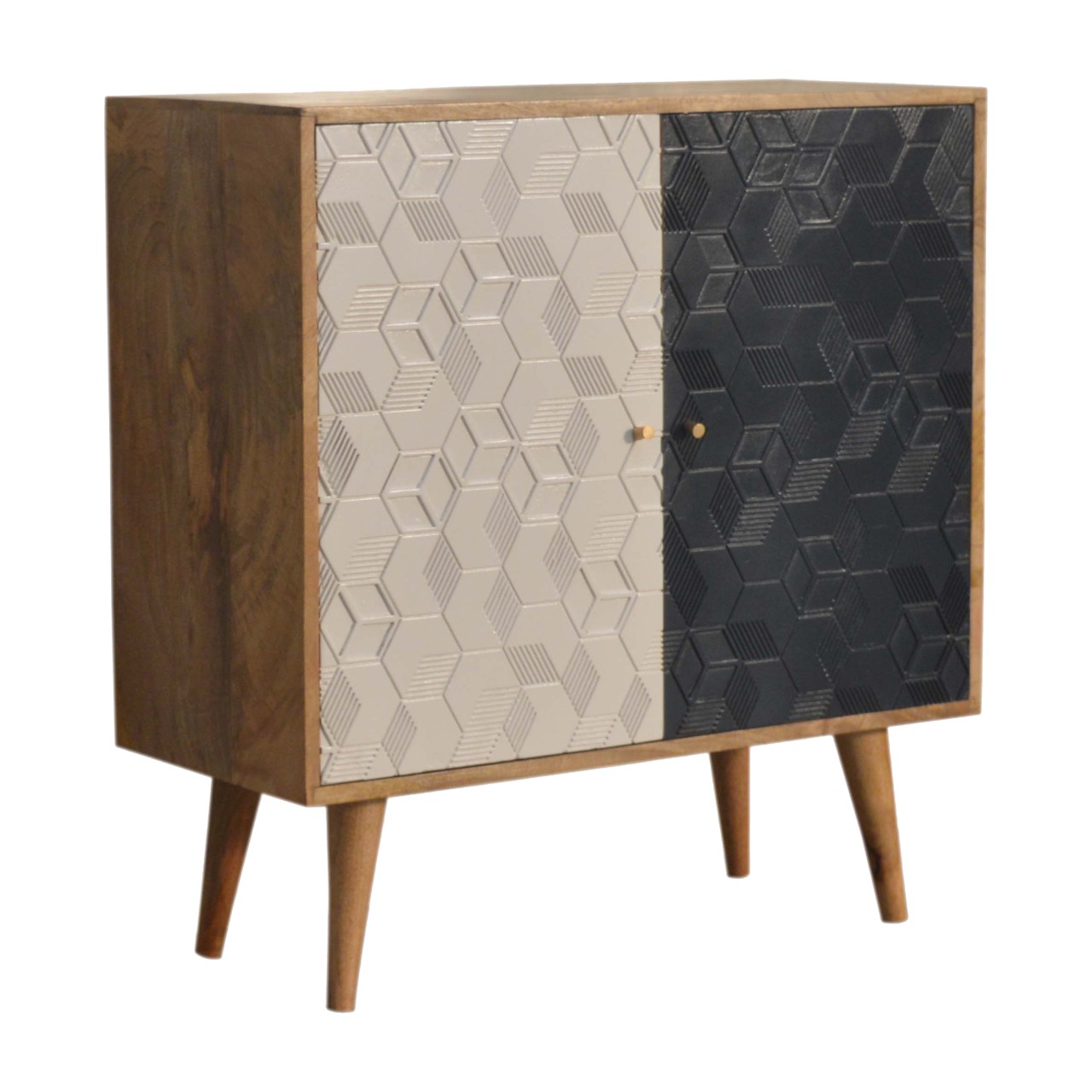 Solid Mango Wood Acadia White and Navy Cabinet - Image 2