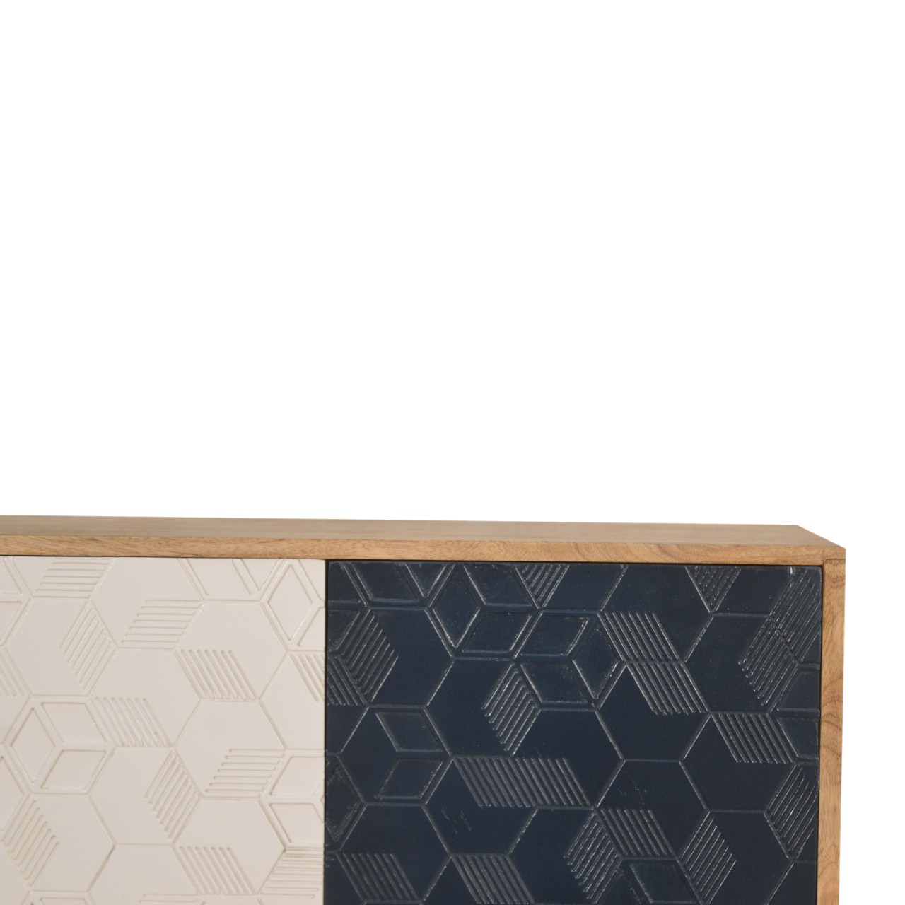 Solid Mango Wood Acadia White and Navy Cabinet - Image 4