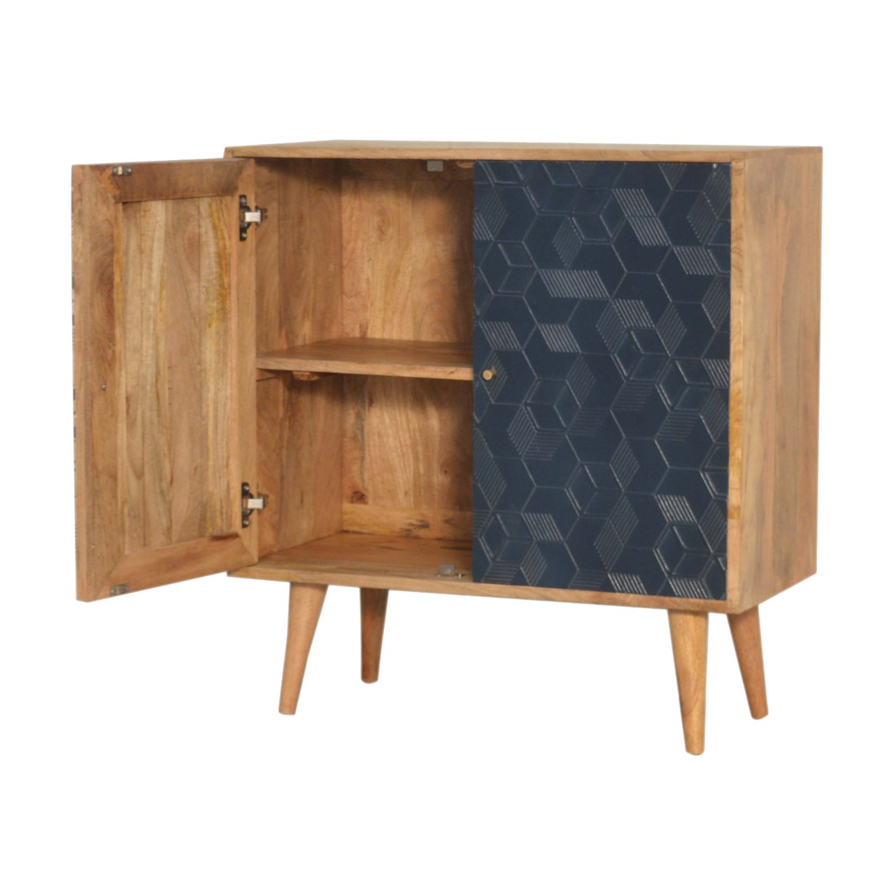 Solid Mango Wood Acadia White and Navy Cabinet - Image 6