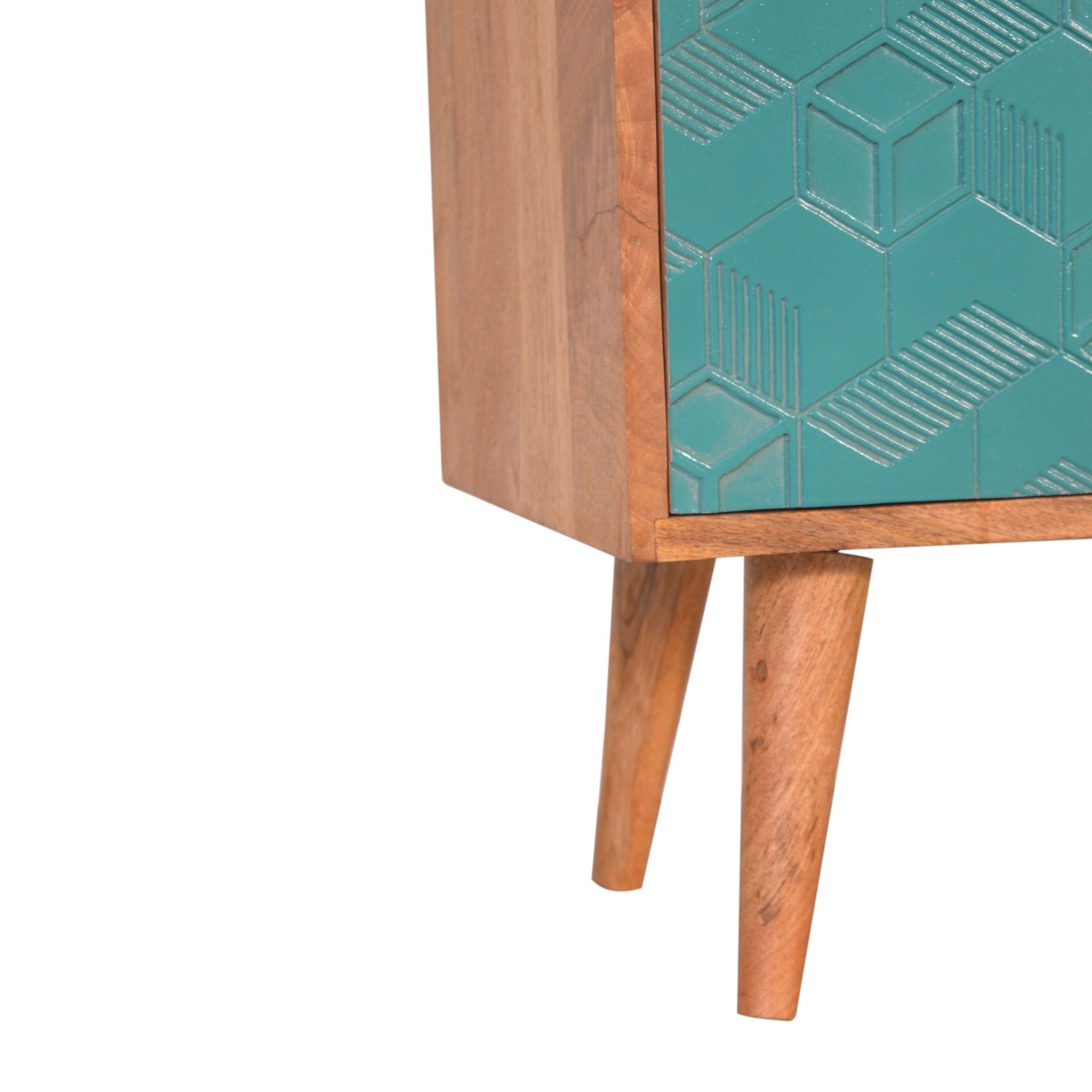 Solid Mango Wood Acadia Teal Cabinet with Drawers - Image 7