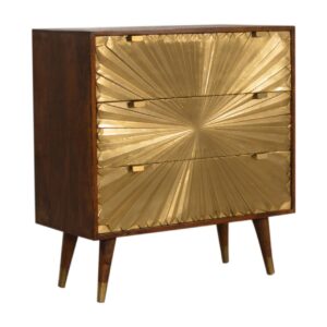 Solid Mango Wood Manila Gold Chest