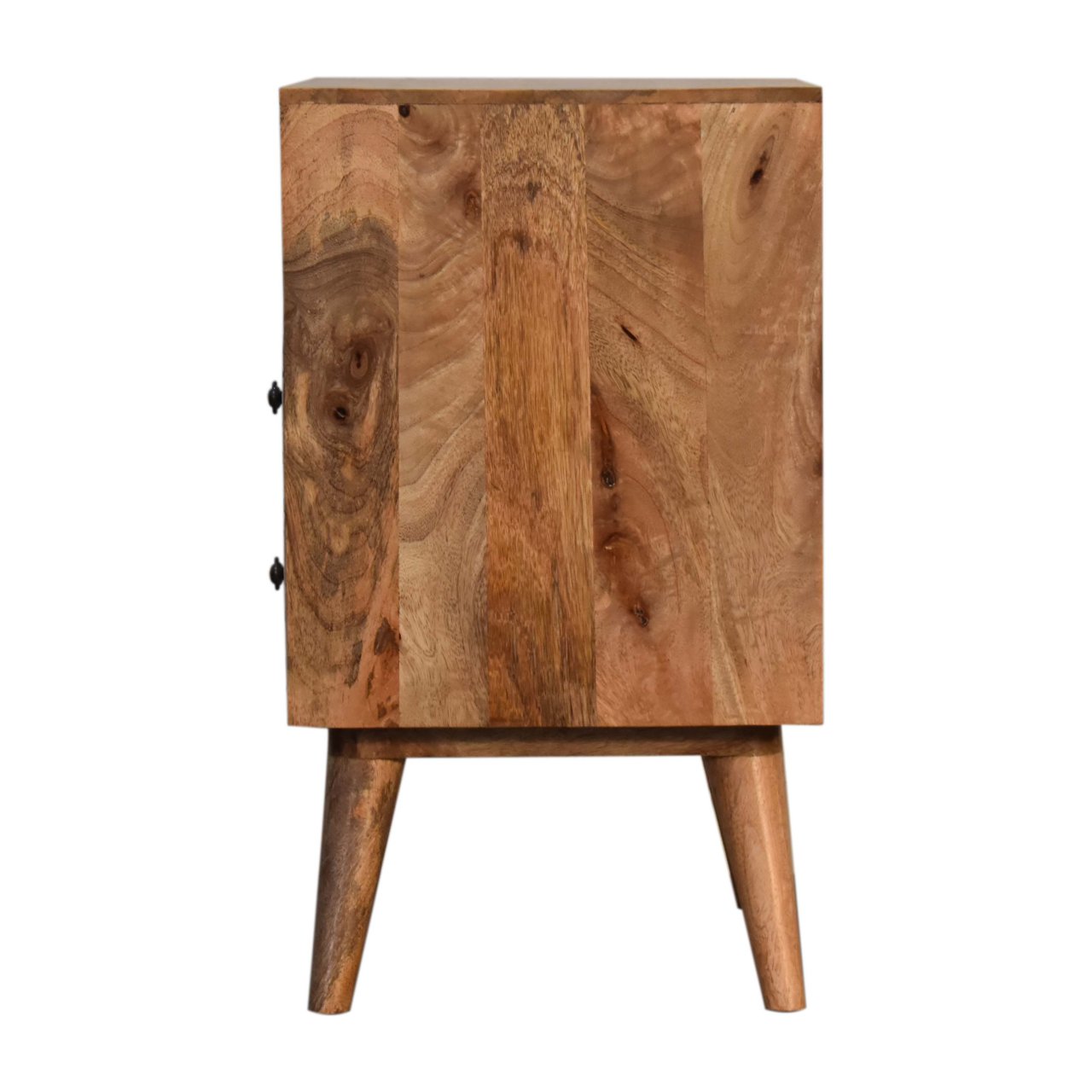 Solid Oak Finished Black and White Screen Printed Stella Mango Wood 2 Drawer Bedside - Image 8
