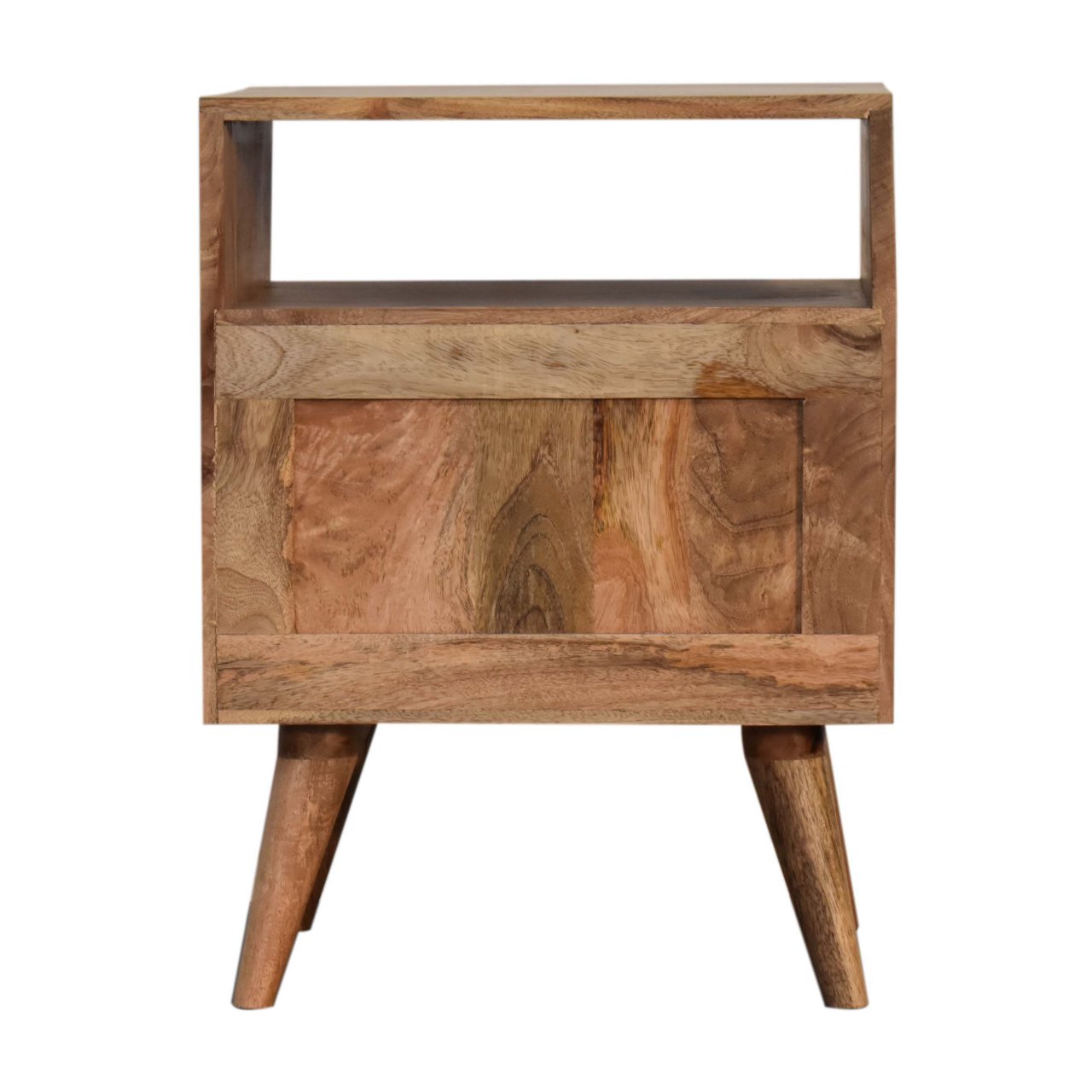 Solid Oak Finished Black and White Screen Printed Stella Mango Wood 2 Drawer Bedside - Image 9