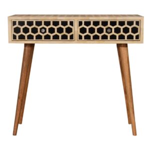 Solid Mango Wood Honeycomb Bone Inlay Console Table