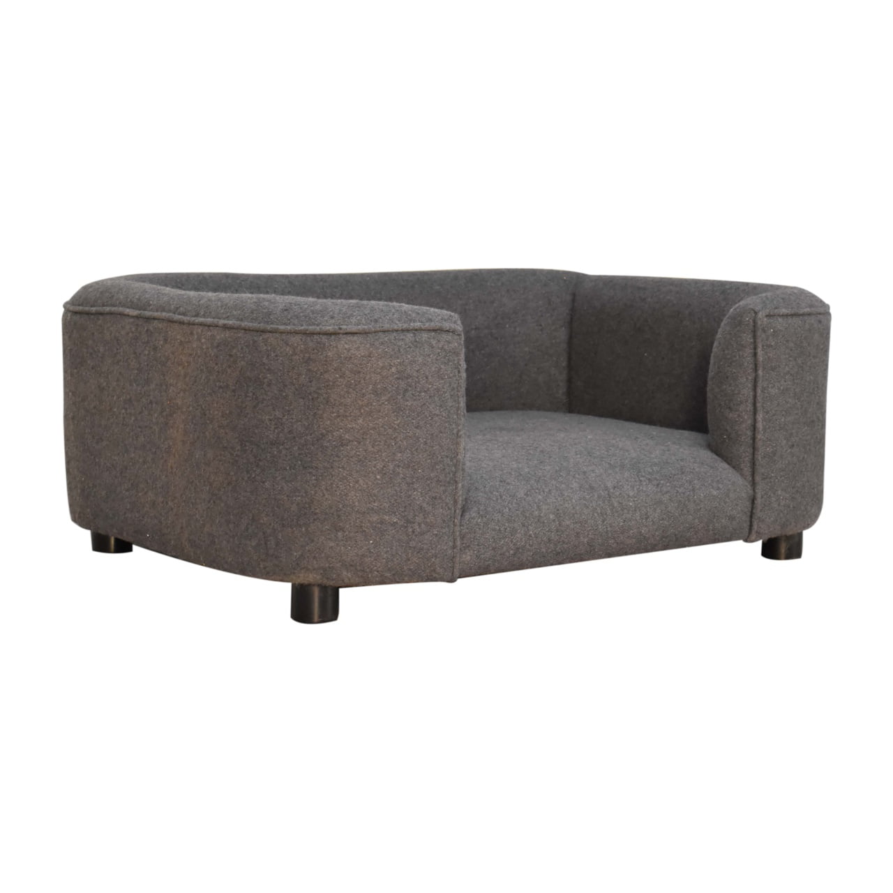Solid Mango Wood Battleship Grey Tweed Pet Sofa Bed - Image 3