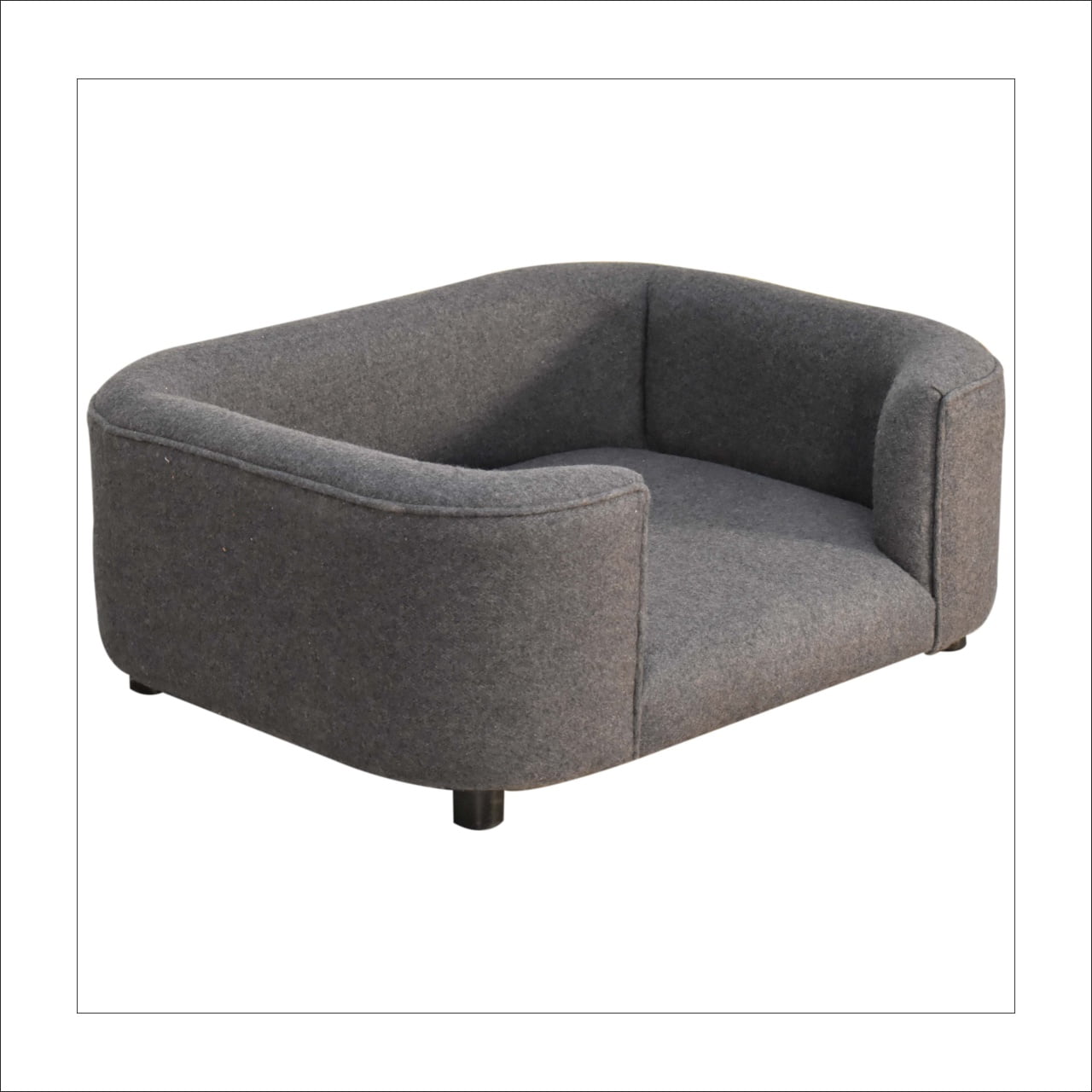 Solid Mango Wood Battleship Grey Tweed Pet Sofa Bed - Image 4