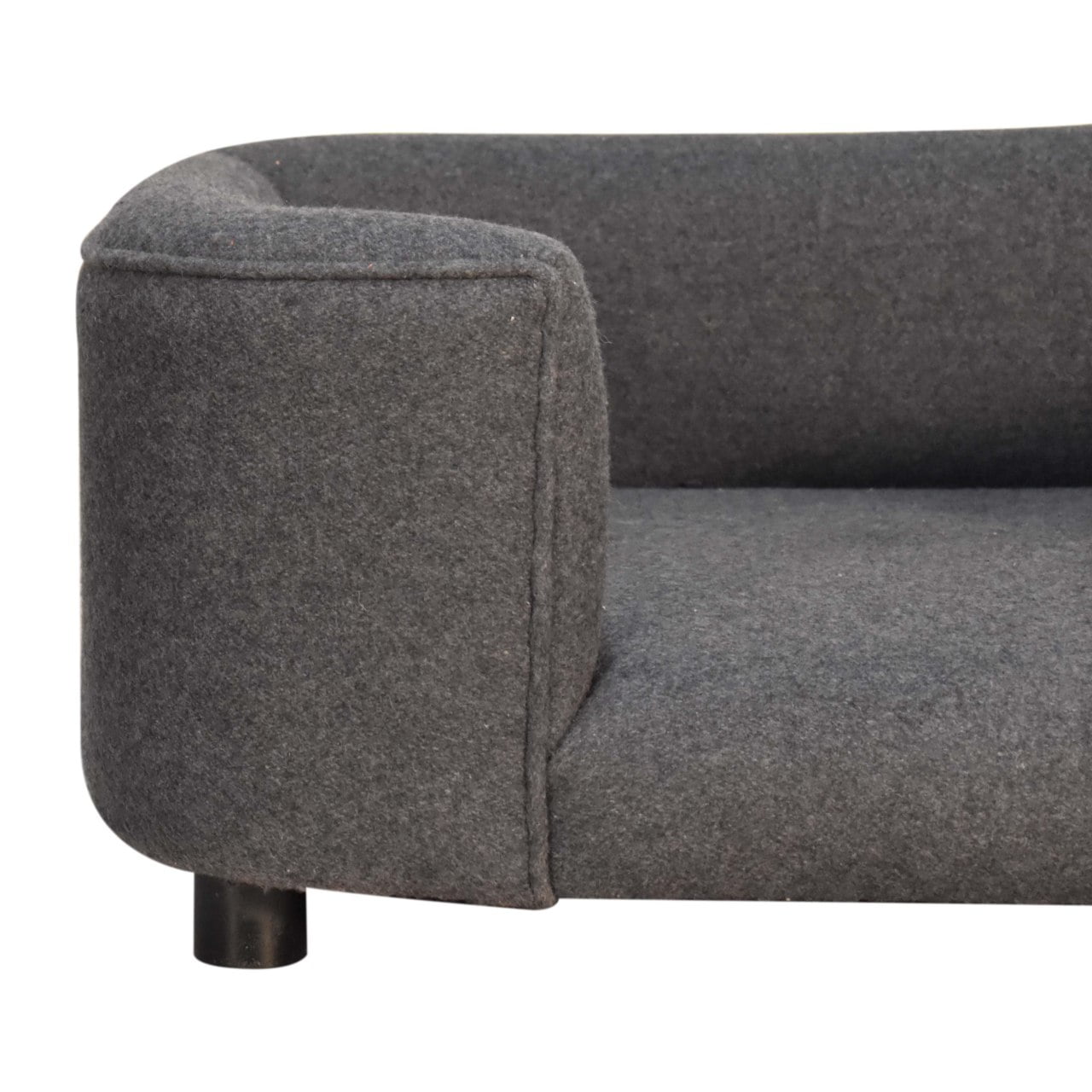 Solid Mango Wood Battleship Grey Tweed Pet Sofa Bed - Image 5