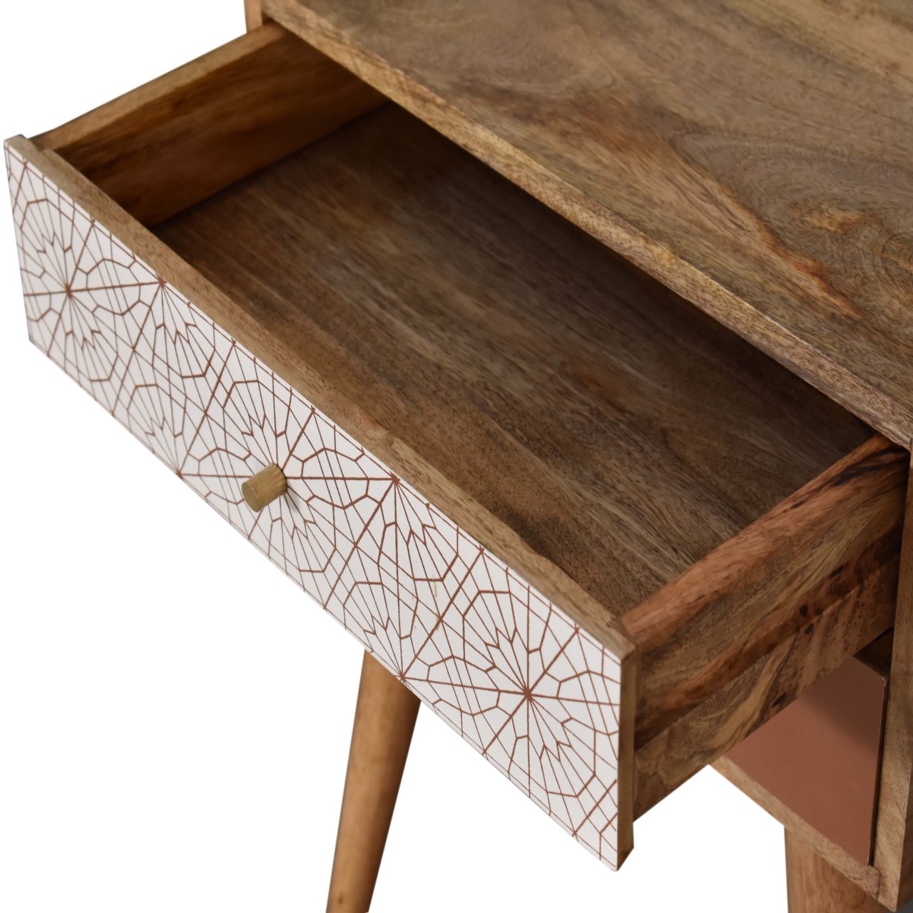Solid Mango Wood Brick Red Patterned Bedside - Image 5