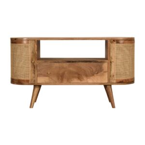 Solid Mango Wood + Hessian Mango Wood 2 Pod Door 1 Drawer Cabinet