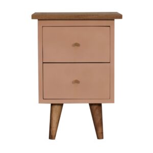 Solid Mango Wood Blush Pink Hand Painted Bedside