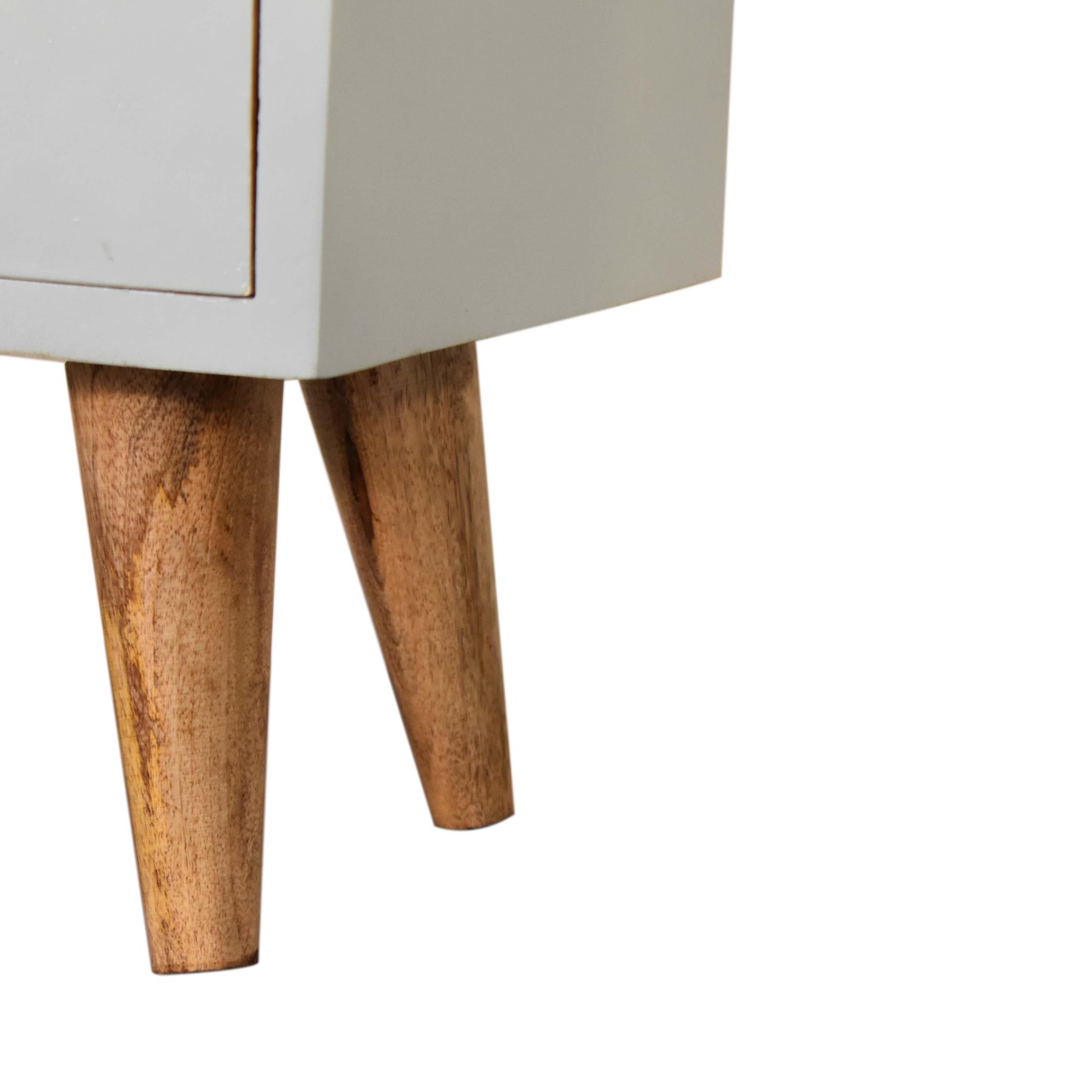 Solid Mango Wood Oak Finished Grey (Sky Blue) Painted Two Drawer Bedside Table/Cabinet - Image 7