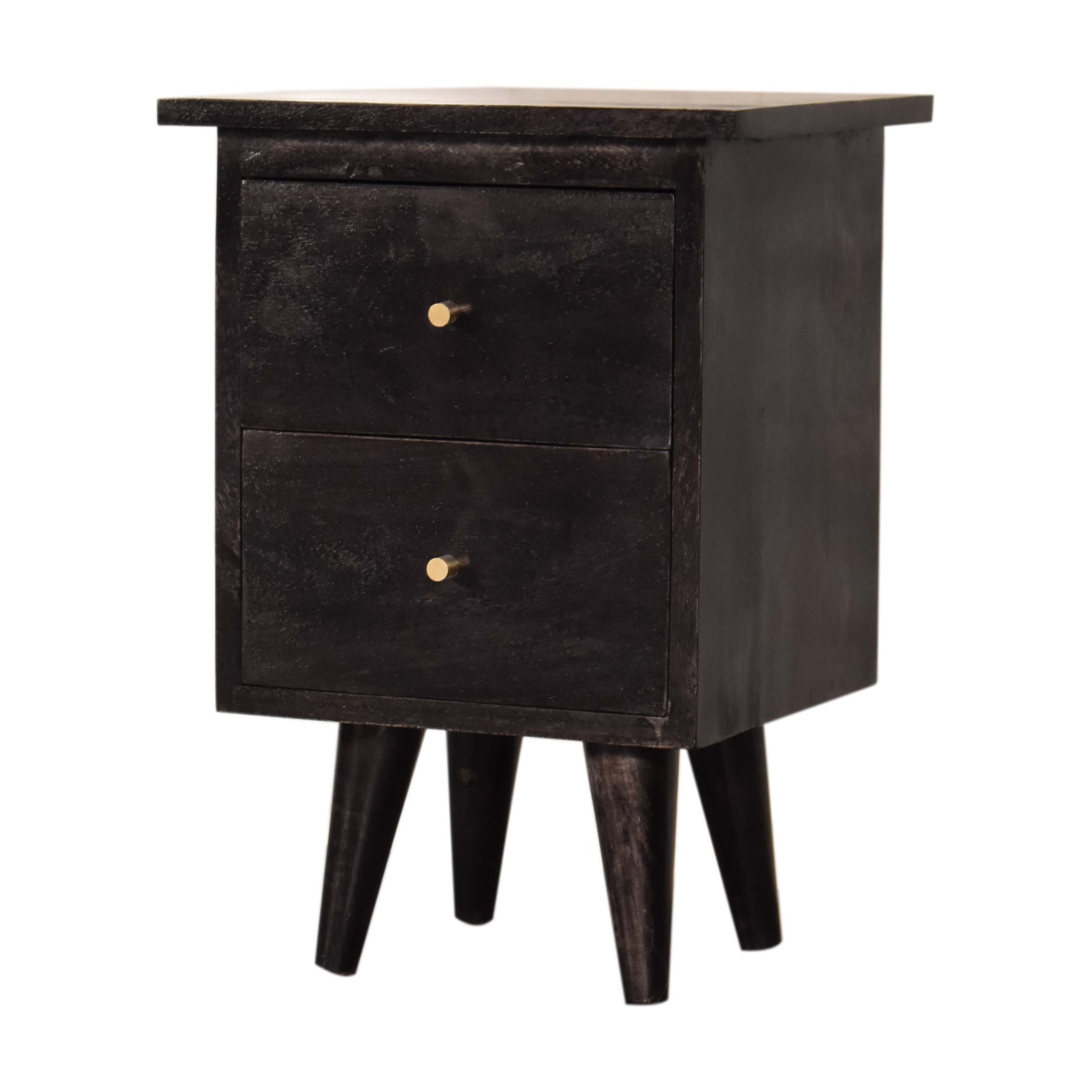 Solid Mango Wood Black Hand Painted Bedside - Image 2