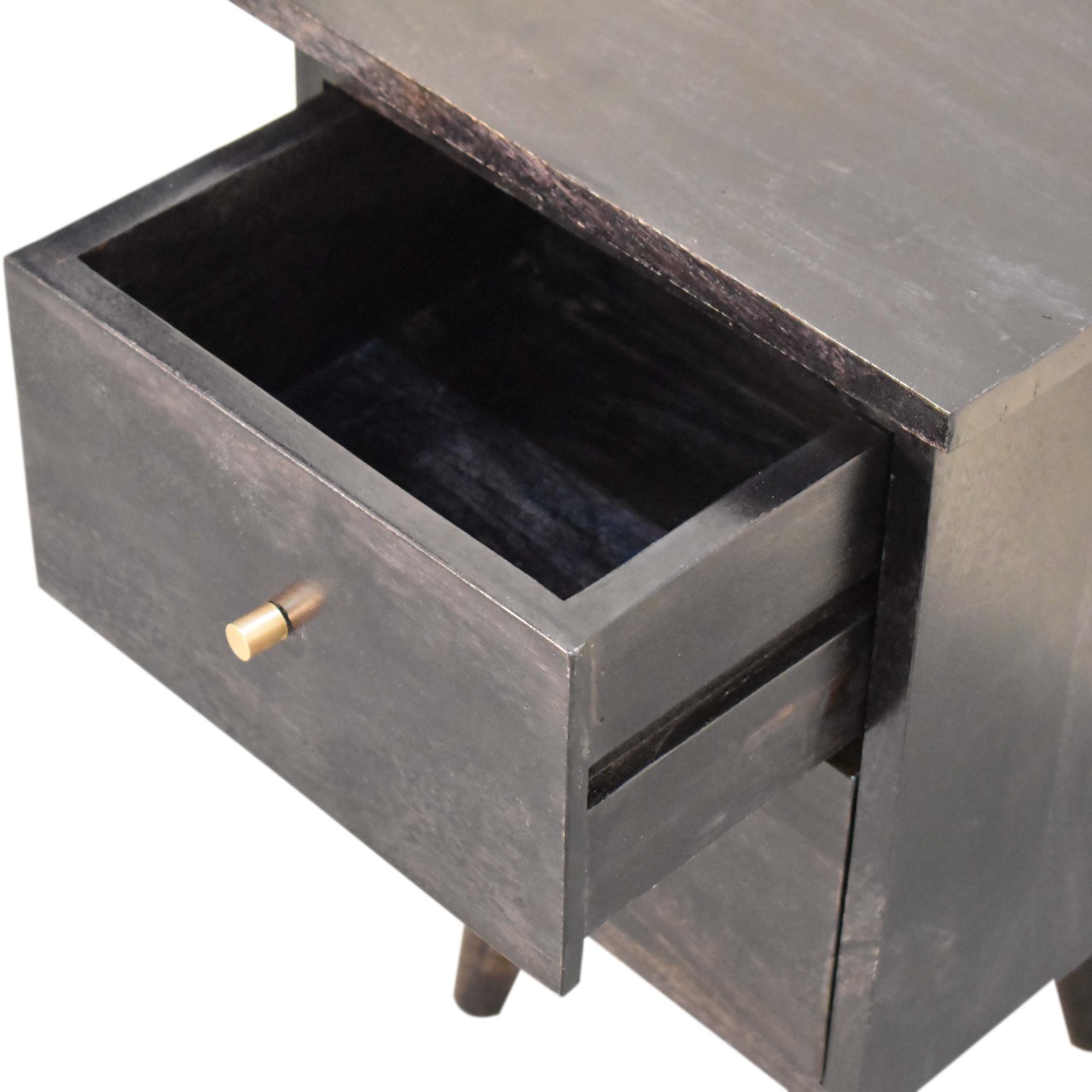 Solid Mango Wood Black Hand Painted Bedside - Image 5