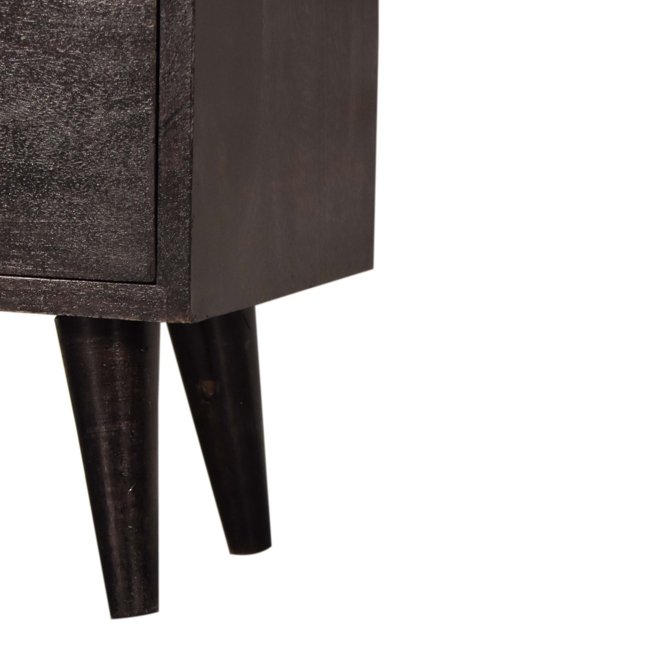 Solid Mango Wood Black Hand Painted Bedside - Image 6