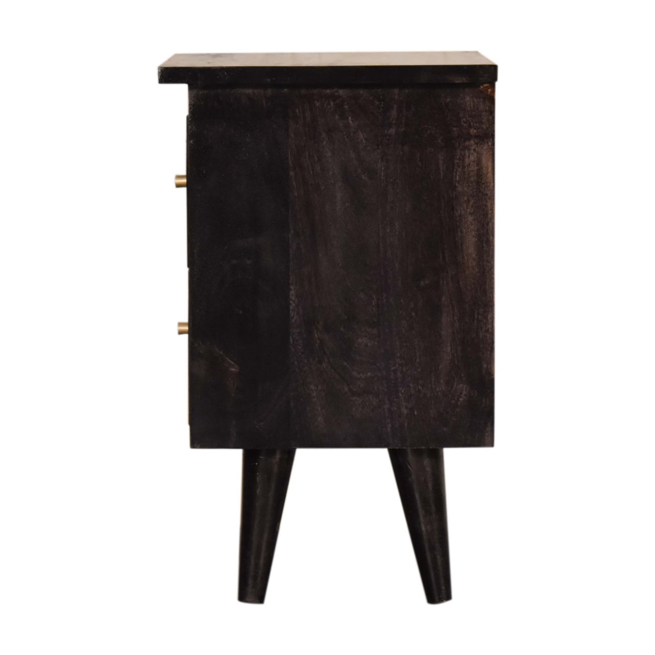 Solid Mango Wood Black Hand Painted Bedside - Image 7