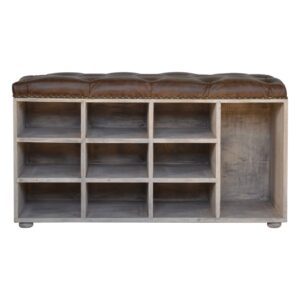 Solid Mango Wood Stone Wash Storage Bench