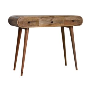 Solid Mango Wood Oak Finish Round Dressing Table