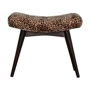 Solid Mango Wood Leopard Print Curved Bench