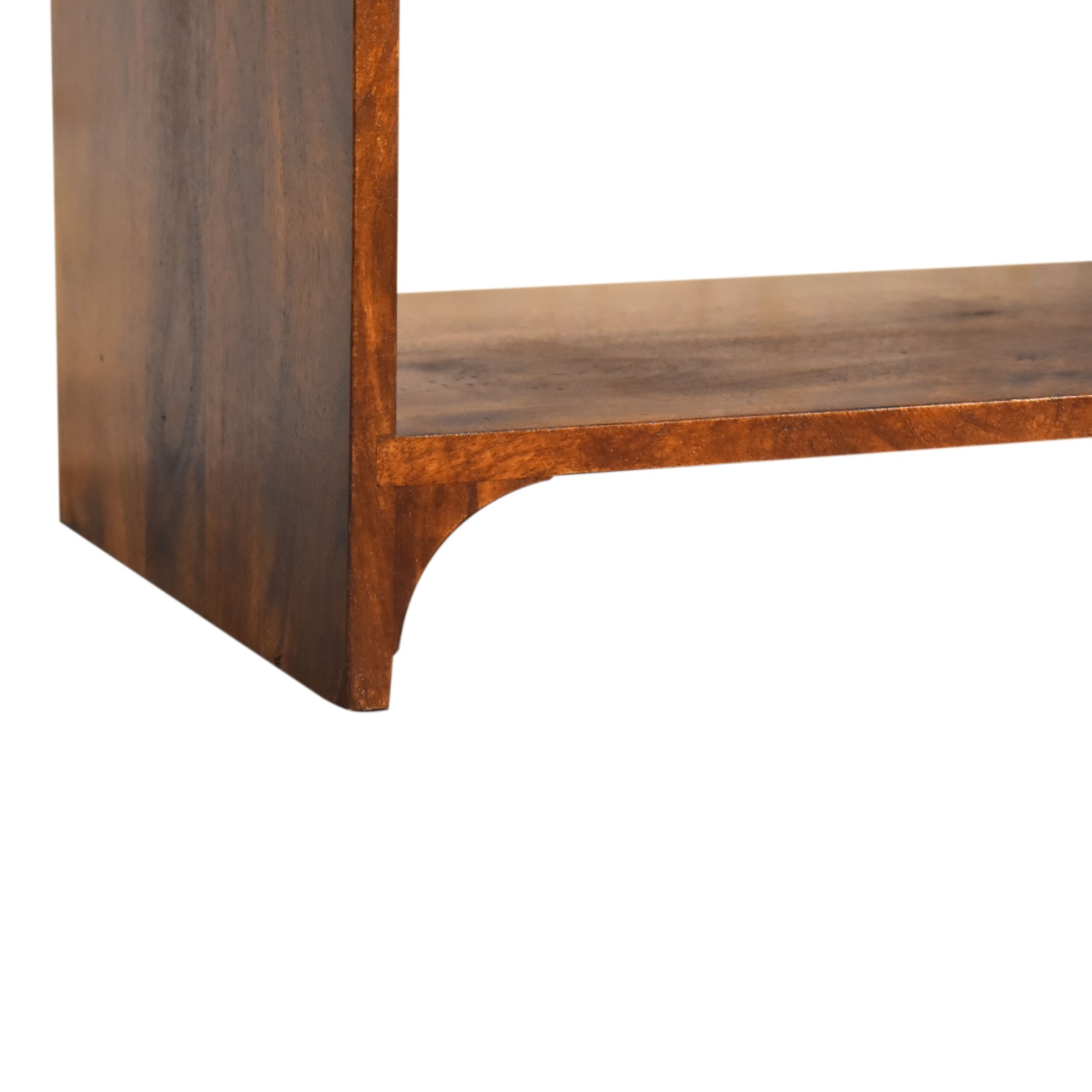 Solid Mango Wood Chestnut Finished Two Drawer One Slot Curved Top Newton Console Table - Image 7