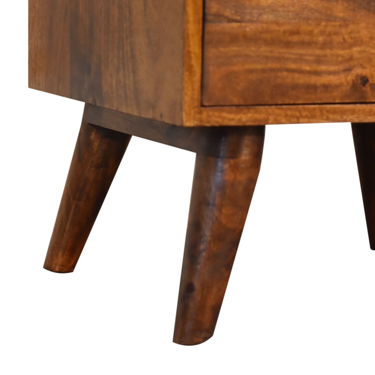 Solid Mango Wood Chestnut Finished 3 Drawer Gallery Back Bedside - Image 7