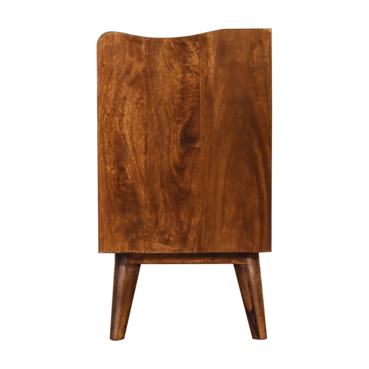 Solid Mango Wood Chestnut Finished 3 Drawer Gallery Back Bedside - Image 8