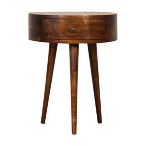 Solid Mango Wood Chestnut Semi Circle Bedside