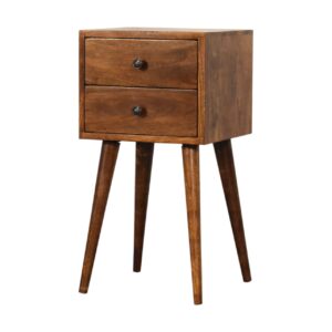 Mango Wood Mini 2 Drawer Chestnut Bedside