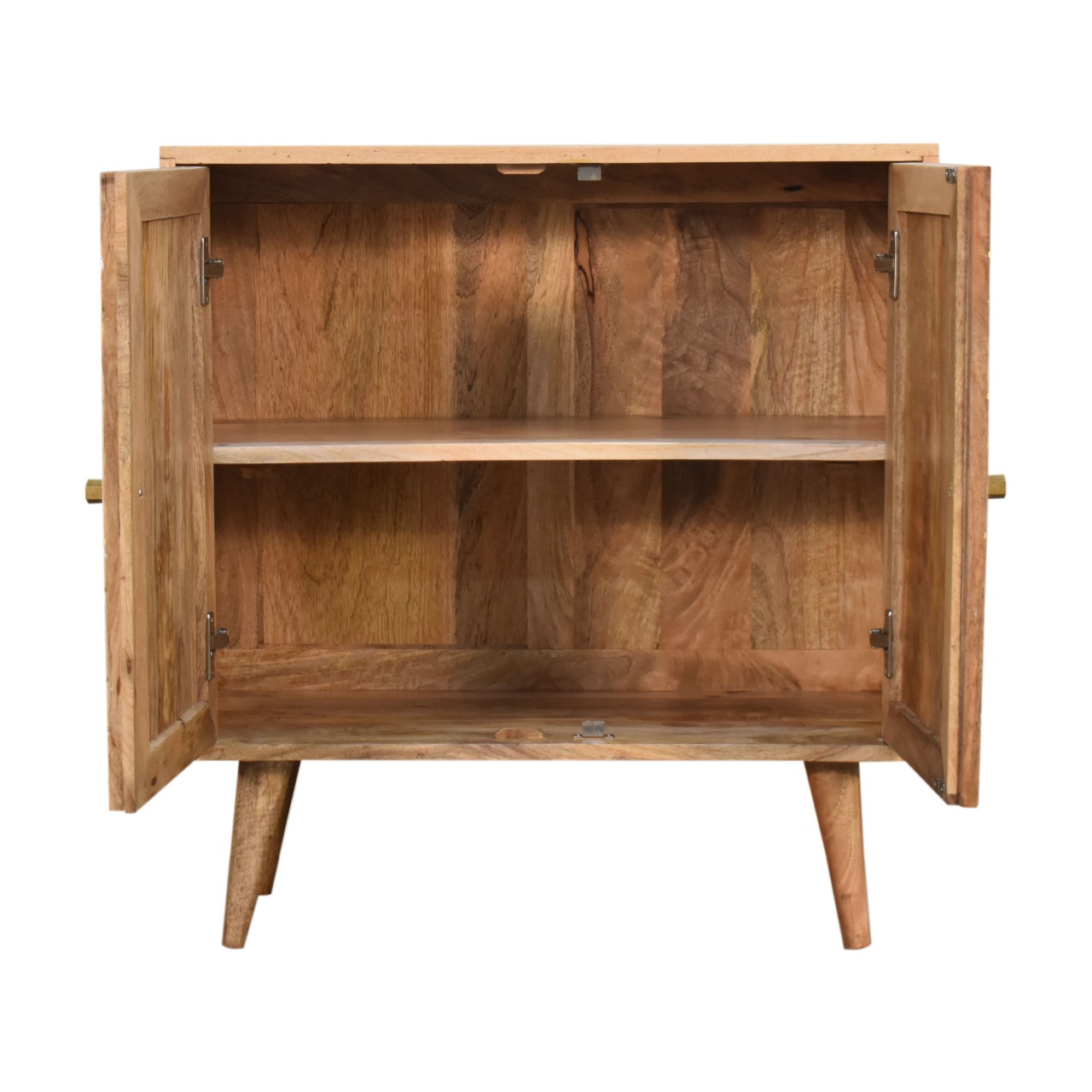 Solid Mango Wood Honeycomb Patterned White Front with Brass Inlay Cassia Cabinet - Image 7