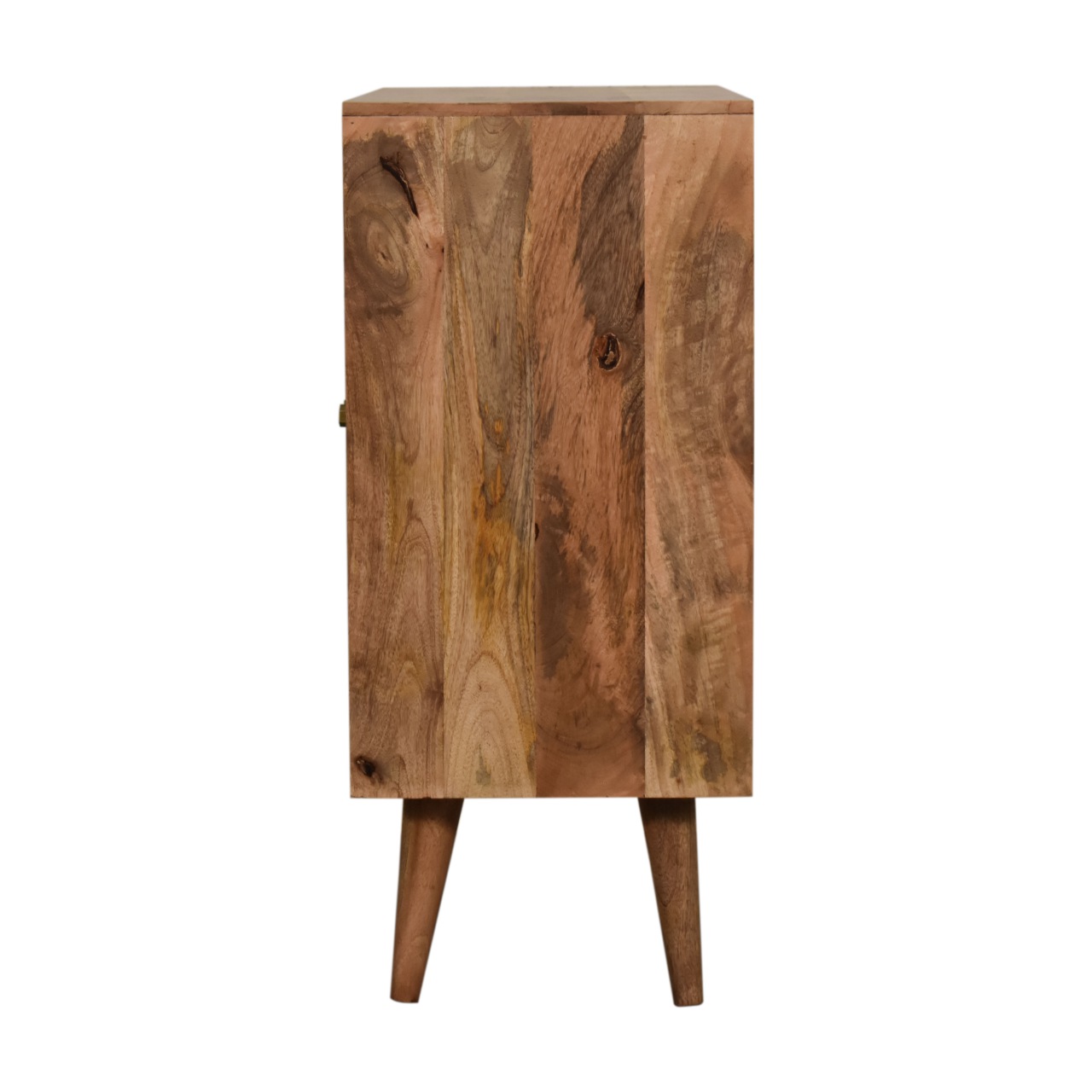 Solid Mango Wood Honeycomb Patterned White Front with Brass Inlay Cassia Cabinet - Image 8