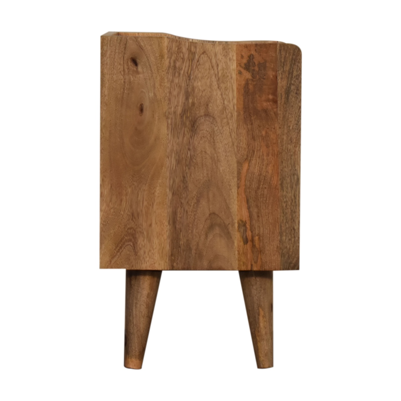 Solid Mango Wood Oak Scandinavian Style 3 Drawer Gallery Back Bedside - Image 7
