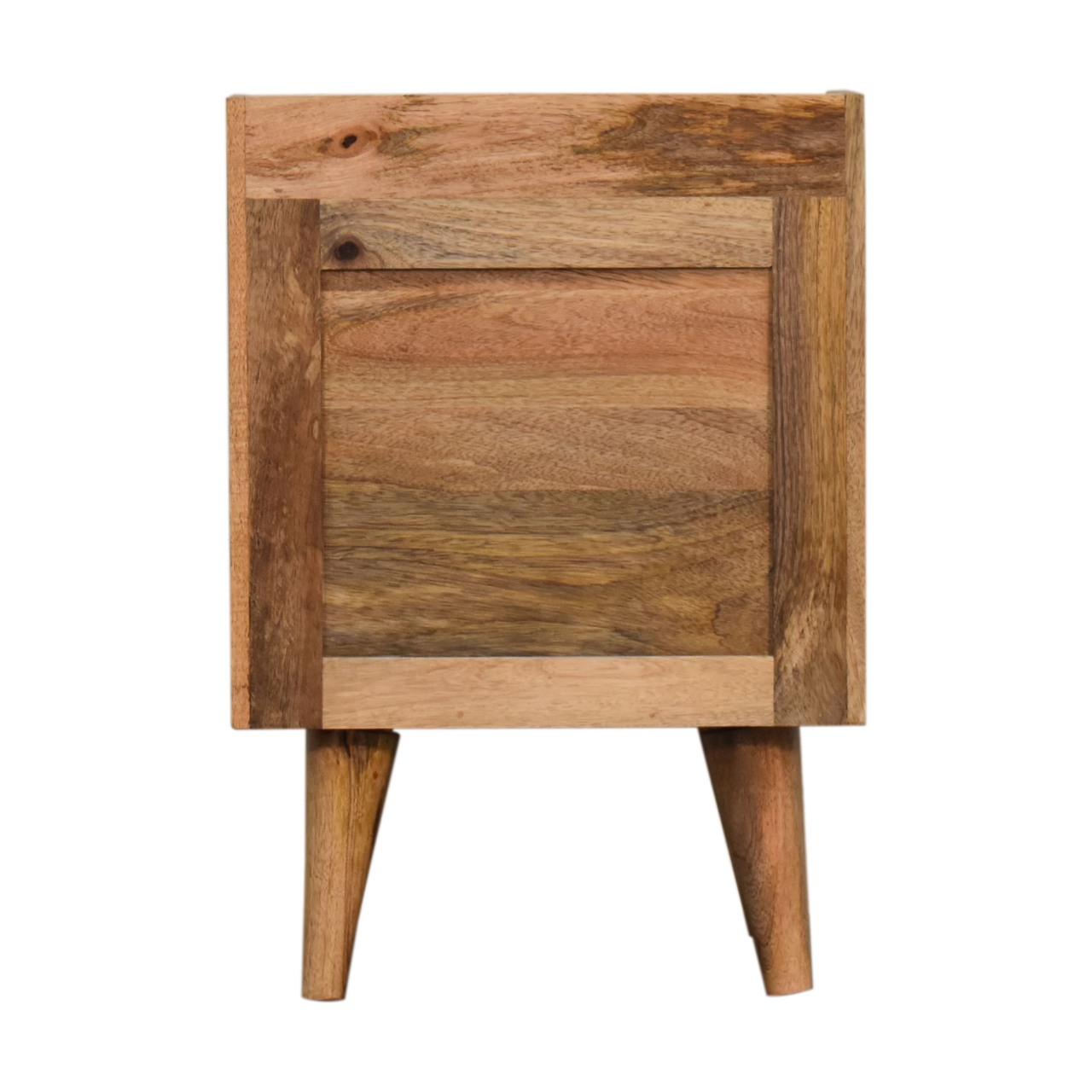 Solid Mango Wood Oak Scandinavian Style 3 Drawer Gallery Back Bedside - Image 8