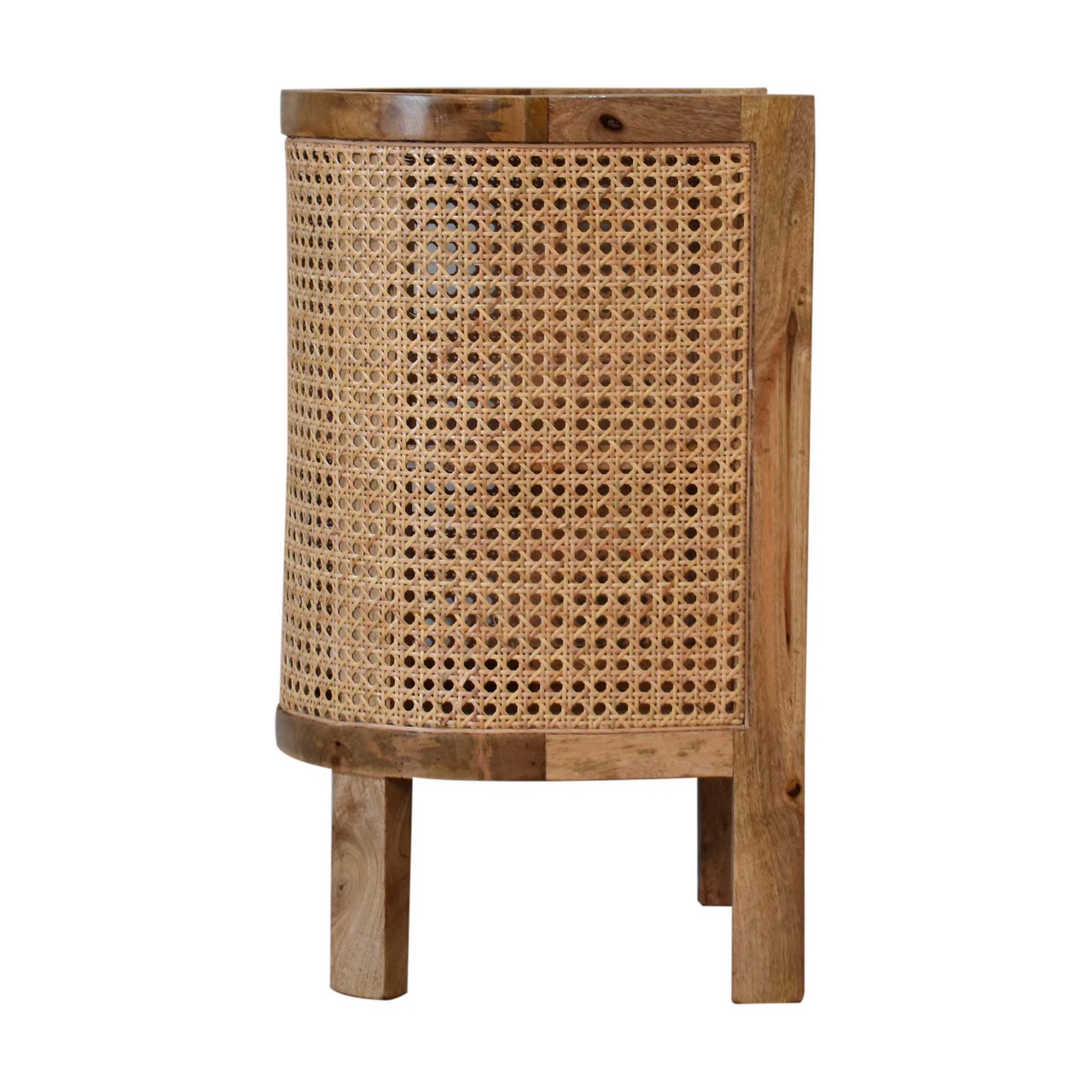 Solid Mango Wood and Rattan 1 Shelf Open Bedside - Image 9