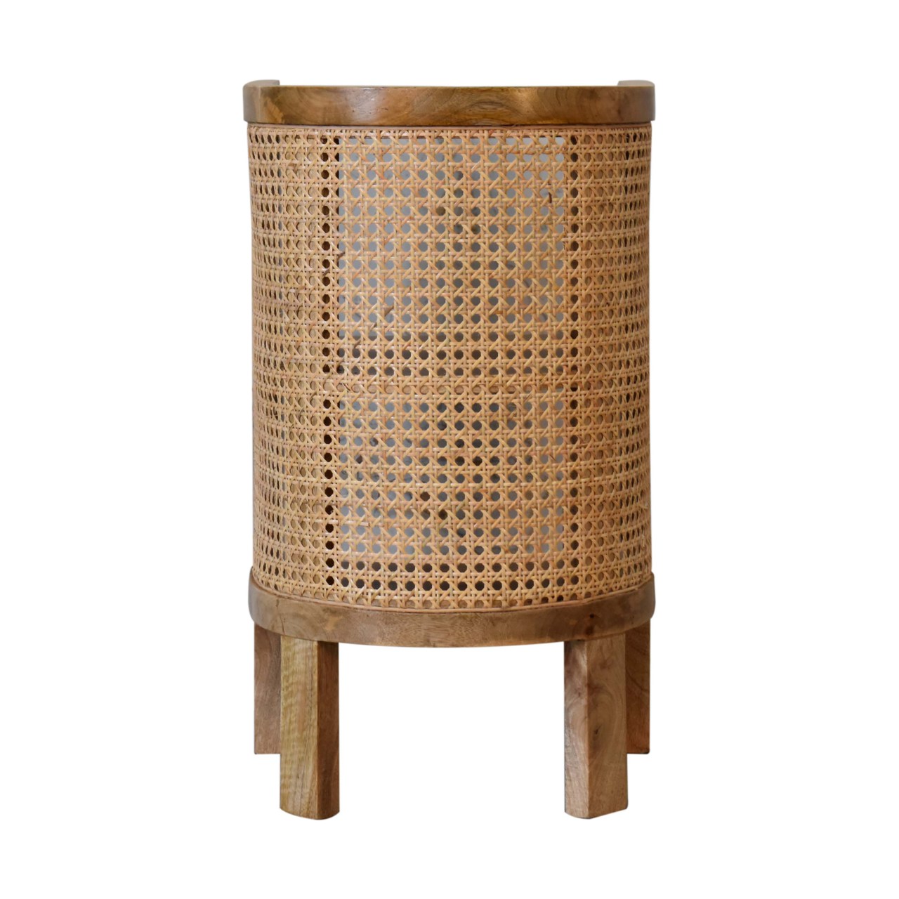 Solid Mango Wood and Rattan 1 Shelf Open Bedside - Image 8