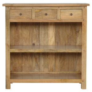 Solid Mango Wood Country Style Low Bookcase