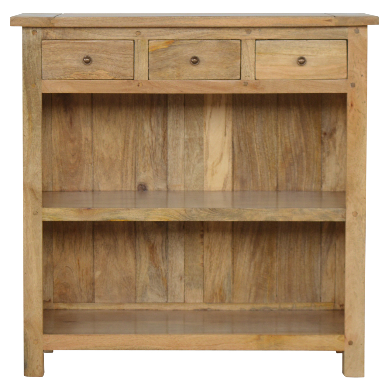 Solid Mango Wood Country Style Low Bookcase