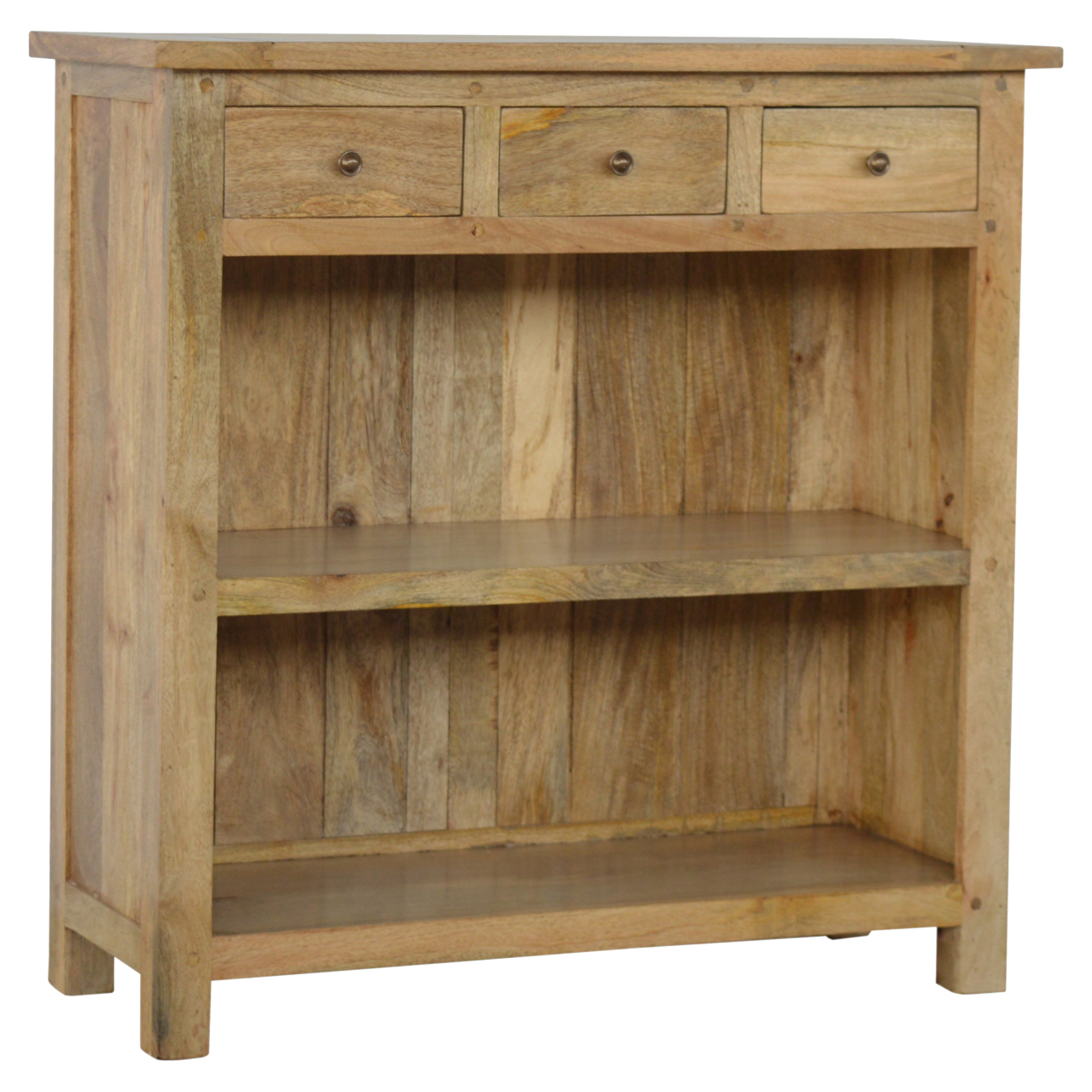 Solid Mango Wood Country Style Low Bookcase - Image 2