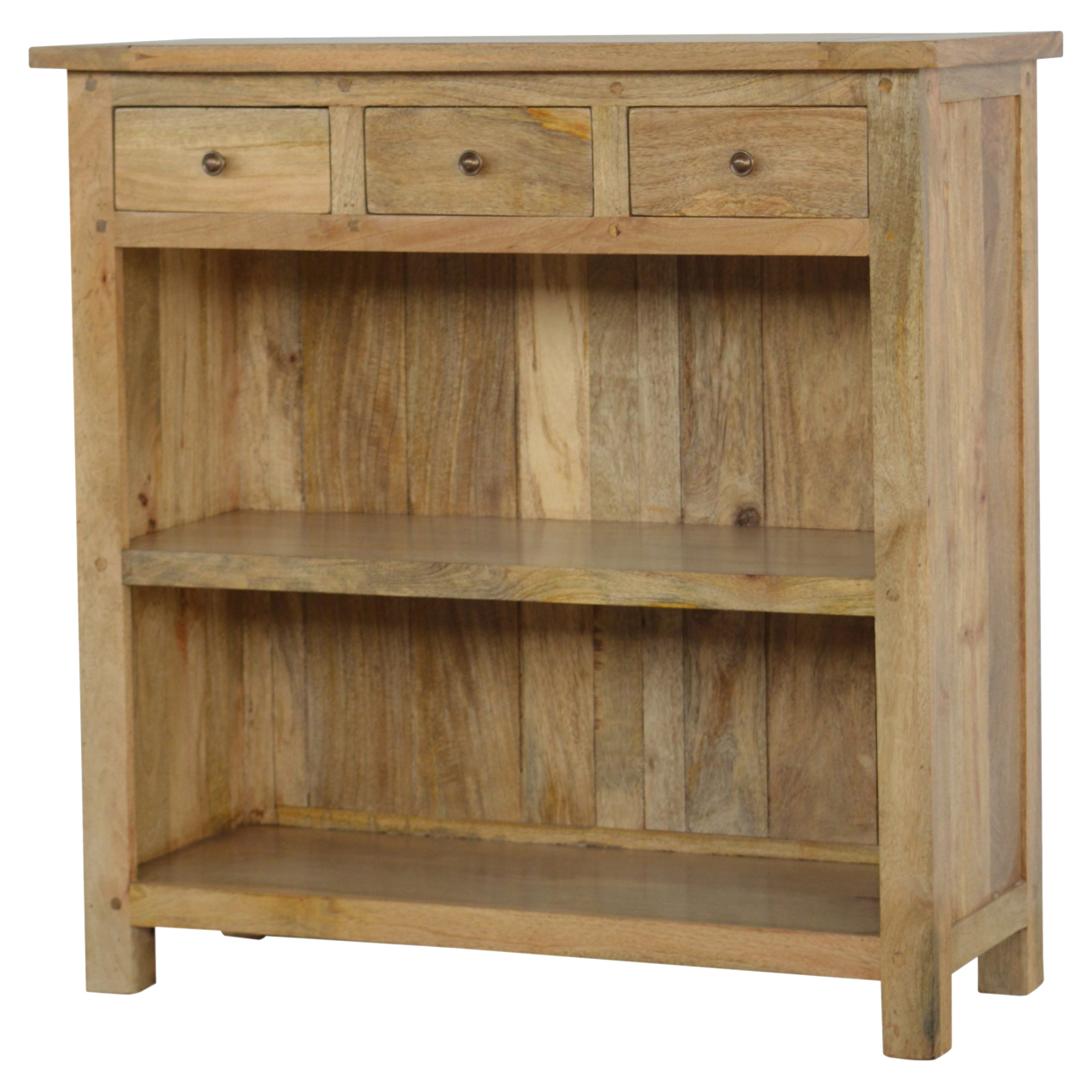 Solid Mango Wood Country Style Low Bookcase - Image 3