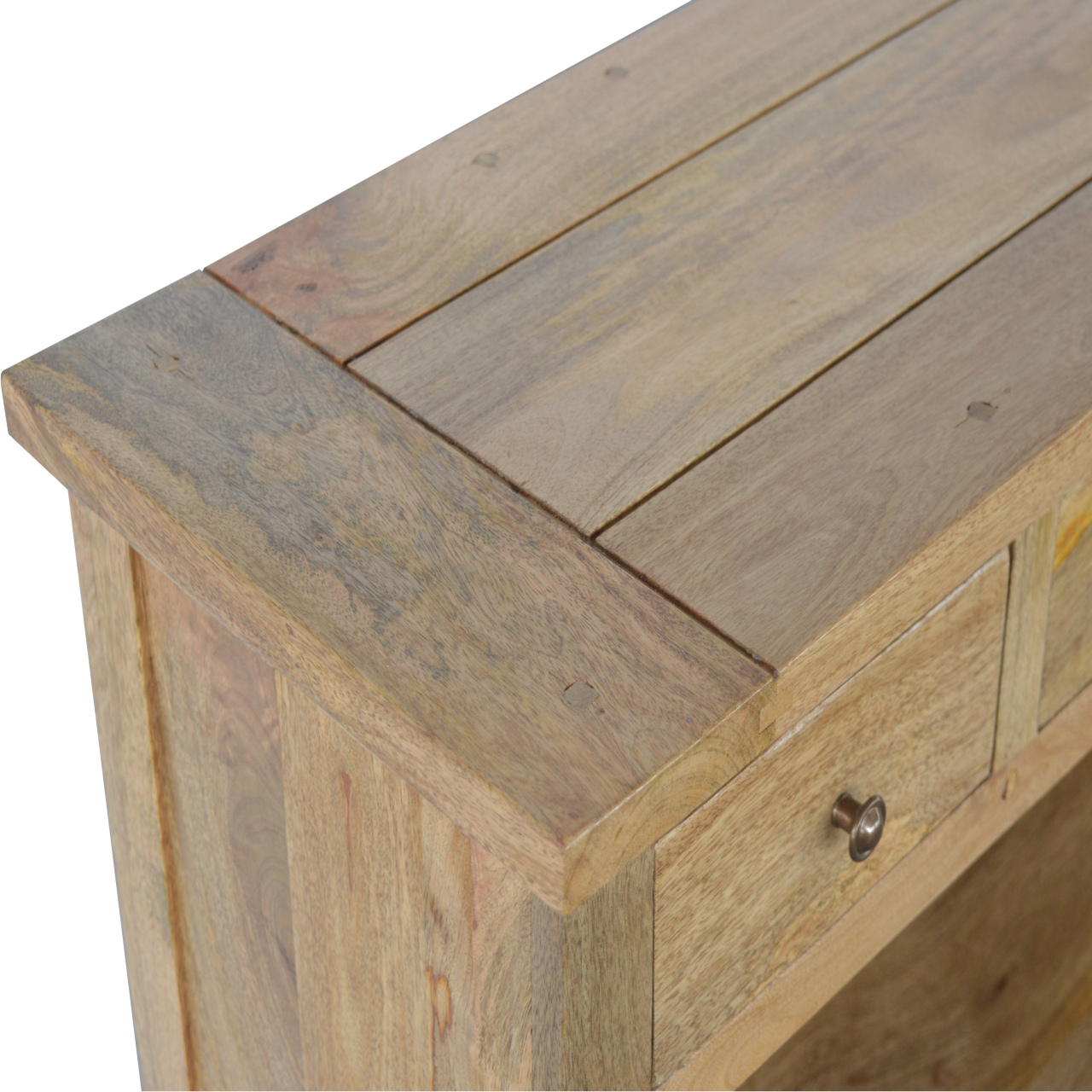 Solid Mango Wood Country Style Low Bookcase - Image 4